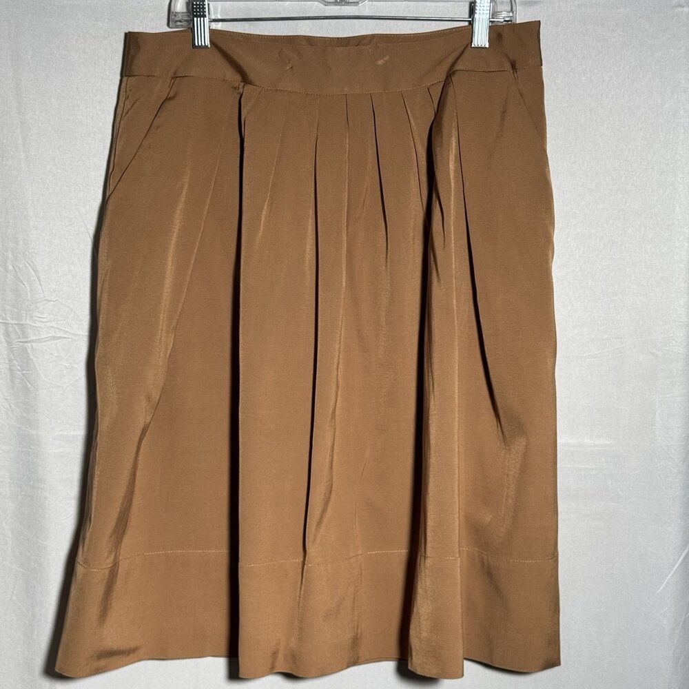 NWT Talbots Khaki Tan Pleated Skirt Women's Size 14  A Line Classic Career